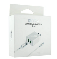 1HORA Cargador Rápido Dual 12w USB Y Cable V8 2.4a GAR160