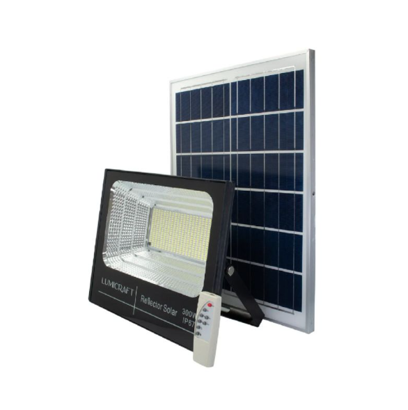 Caja 10pz Reflector Led Con Panel Solar SJB300W