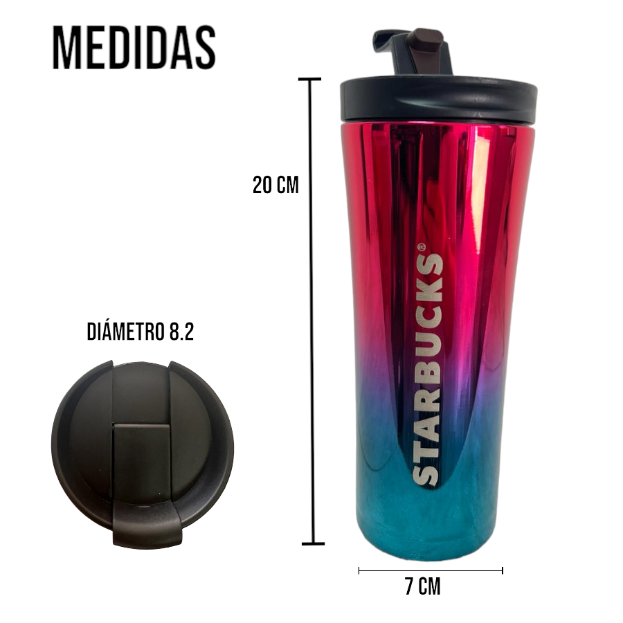 CDMX - TAZA TERMICA STARBCUKS DISEÑO DEGRADADO METALICO 500ML