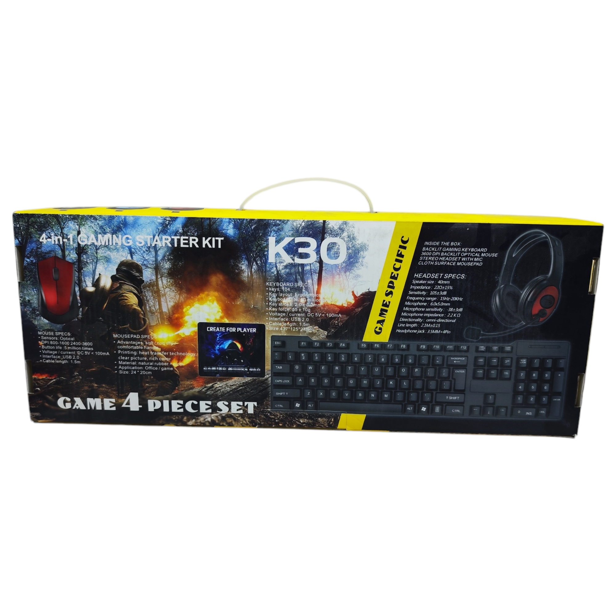 Set de teclado GAMER de 4 piezas k10,k30,k40